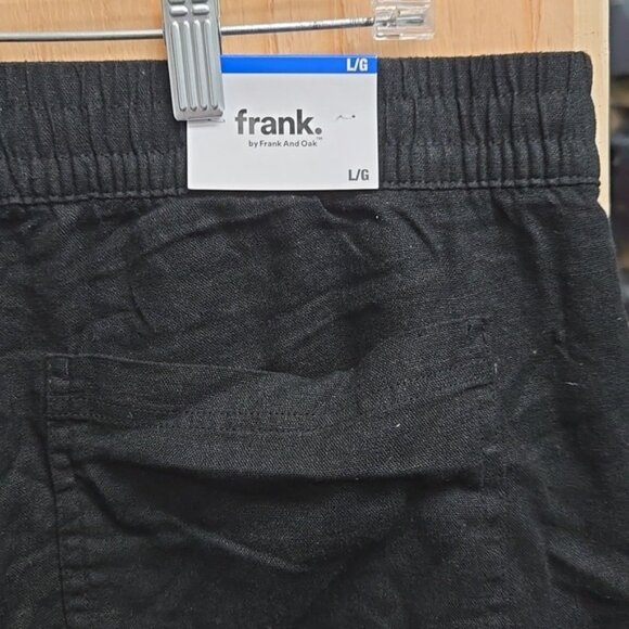 Frank & Oak Size L Black Linen Blend High Waisted Pull On Shorts - Picture 4 of 9